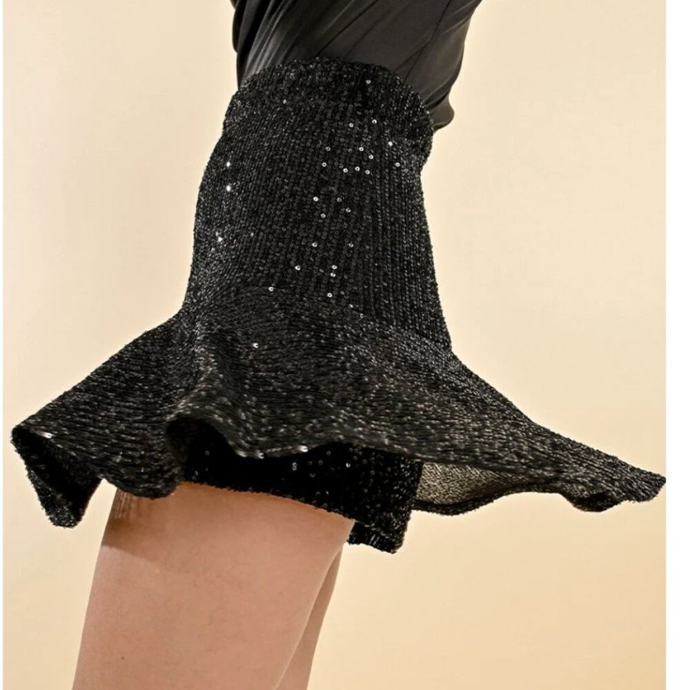 Molly Bracken Black Sequin Mini Skirt Small NWT - Picture 4 of 12